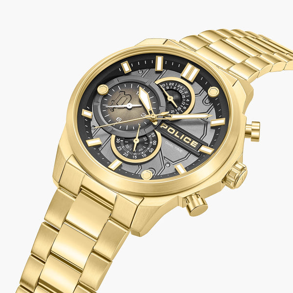 POLICE Men's Gold Stainless Steel Watch, Black Dial | PEWGK0039208 by i-watch