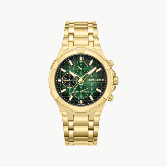 POLICE Men's Gold/Green & Black, Stainless Steel | PEWGK0082003