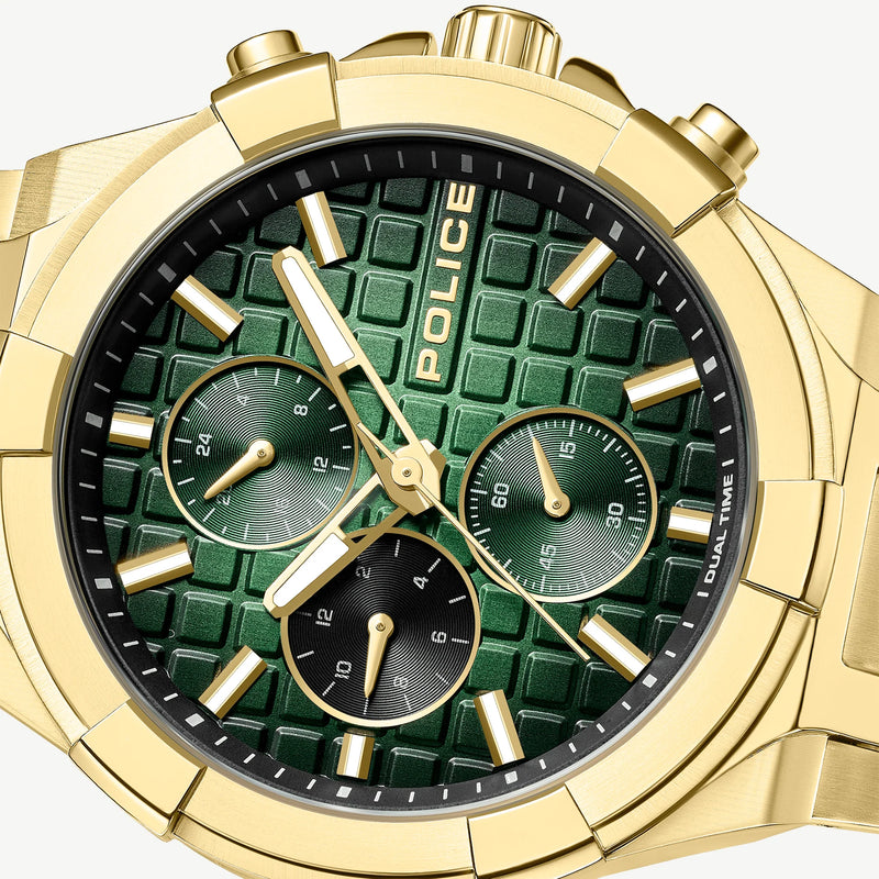 POLICE Men's Gold/Green & Black, Stainless Steel | PEWGK0082003 by i-watch