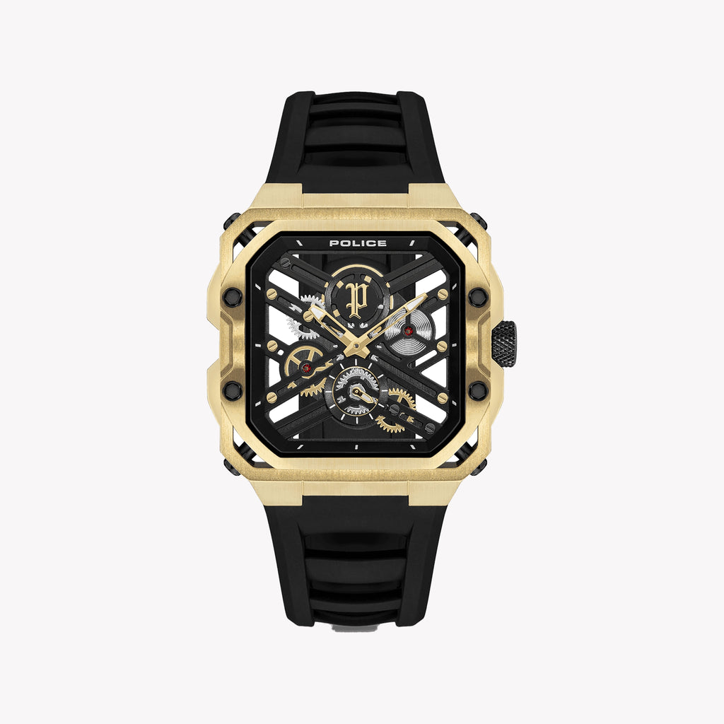 POLICE Men's Gold/Black Stainless Steel/Silicone Watch | PEWGM0072003