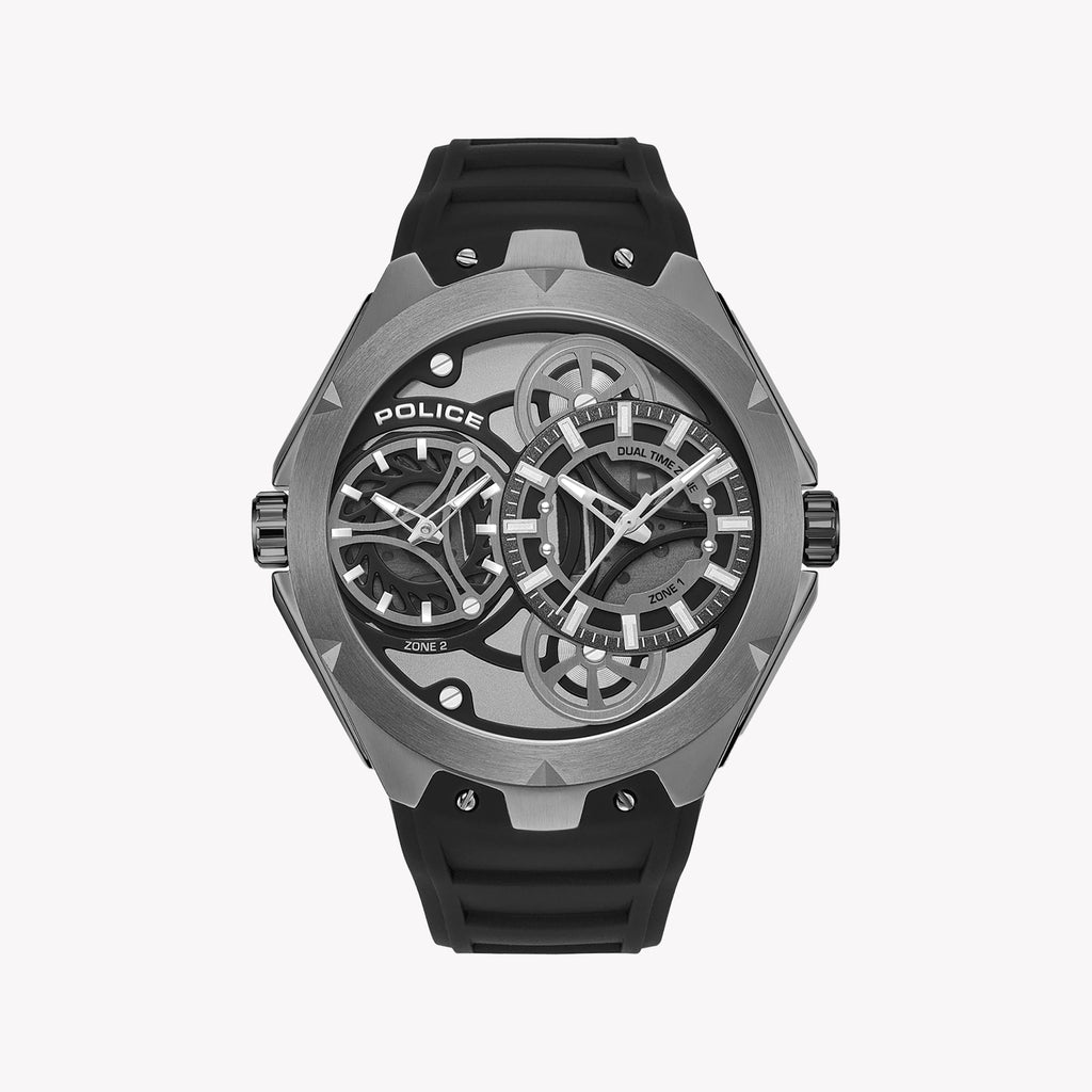 POLICE Men's Watch, Grey Silicone/Steel | PEWGM0081701