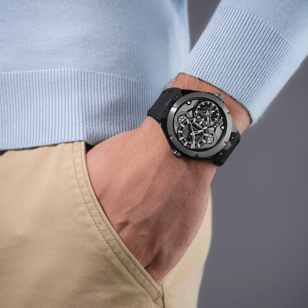 POLICE Men's Watch, Grey Silicone/Steel | PEWGM0081701