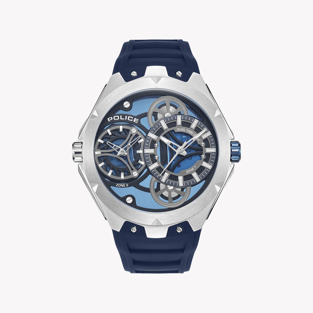 POLICE Men's Stainless Steel Blue Silicone Watch, Multicolor | PEWGM0081703 by i-watch