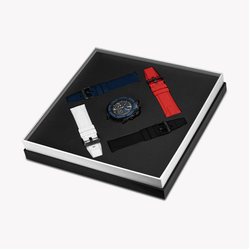 POLICE Men's Black & Blue Silicone Watch | PEWGO00777X0 by i-watch