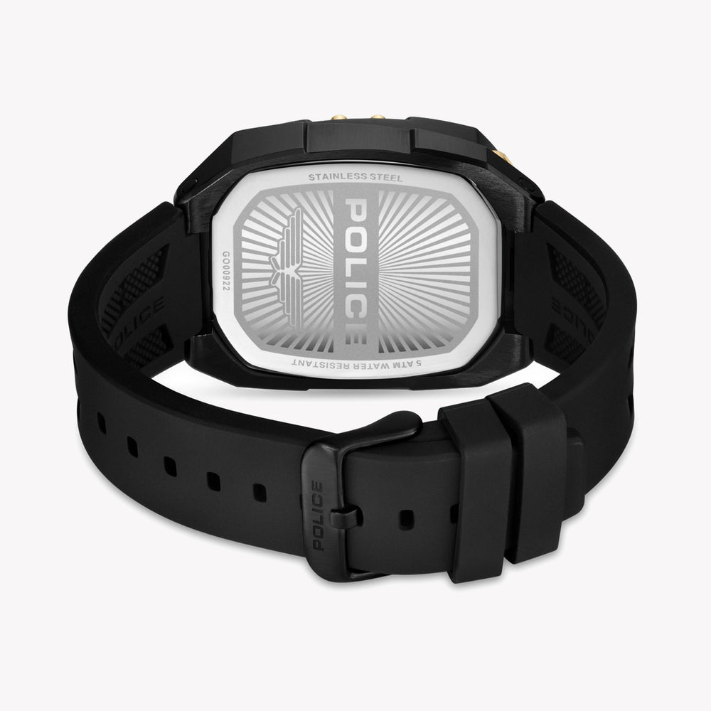 Police Bullhead Black Rubber Analog Quartz Men's Watch PEWGO0092204