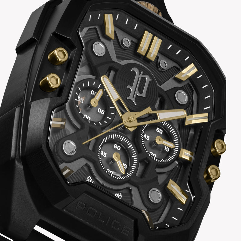 Police Bullhead Black Rubber Analog Quartz Men's Watch PEWGO0092204