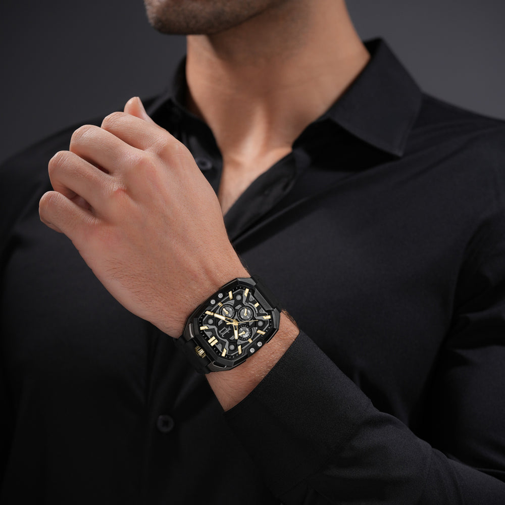 Police Bullhead Black Rubber Analog Quartz Men's Watch PEWGO0092204