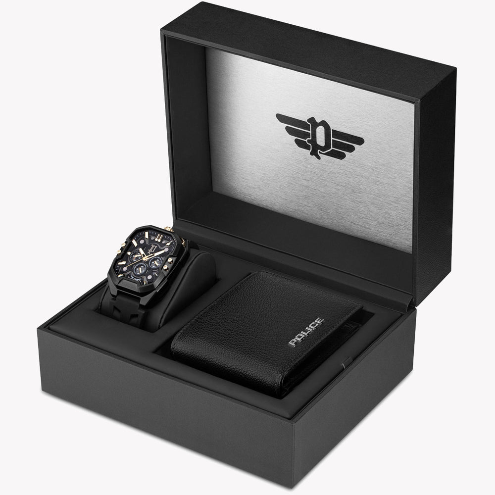 Police Bullhead Black Rubber Analog Quartz Men's Watch PEWGO0092204