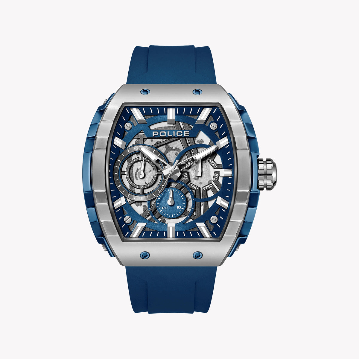 POLICE Men's Watch Blue Silicone, Multicolor Dial | PEWGQ0063002