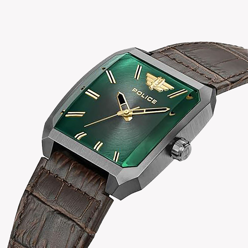 Police Men's Grey Stainless Steel Watch, Green Dial | Pewja0006003