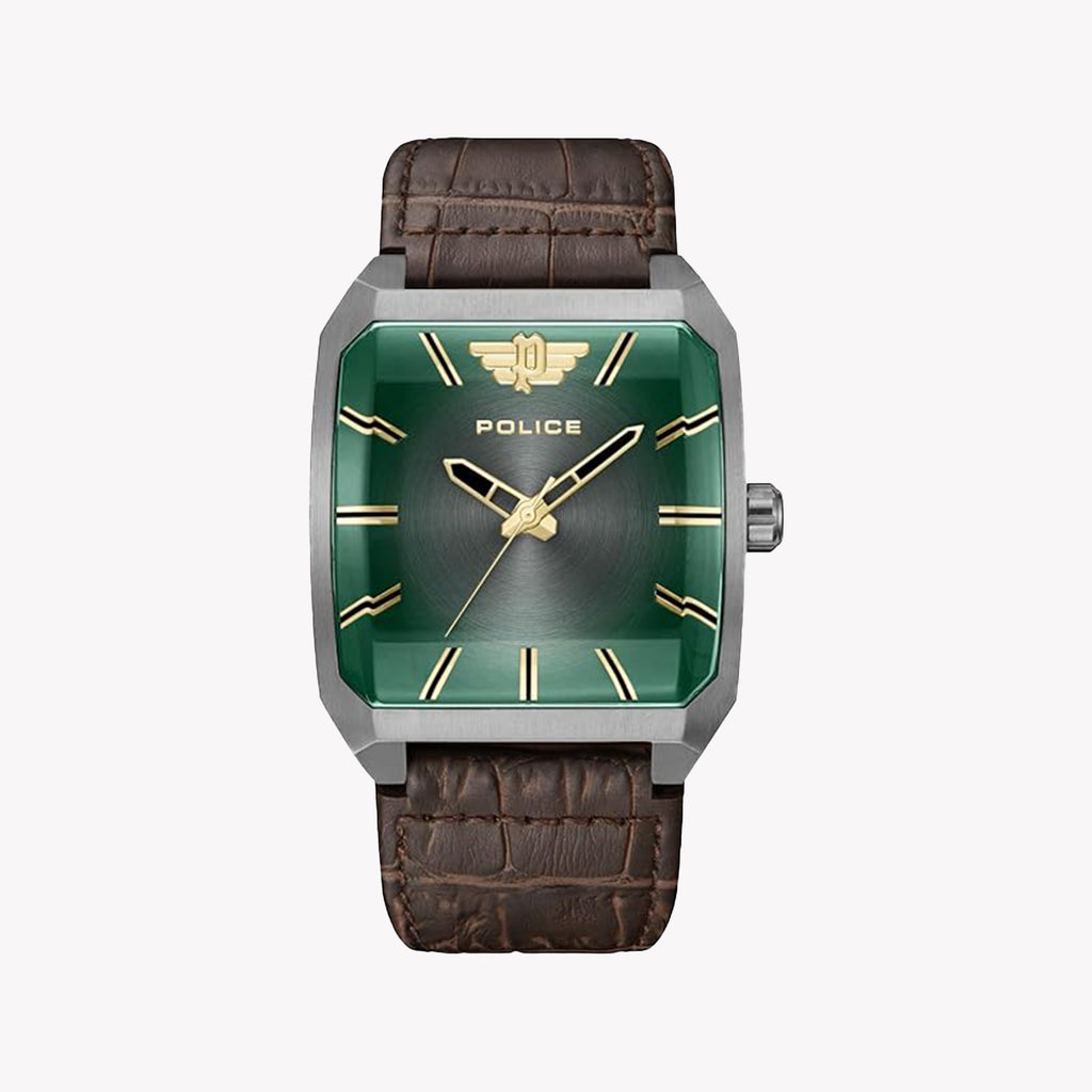 Police Men's Grey Stainless Steel Watch, Green Dial | Pewja0006003