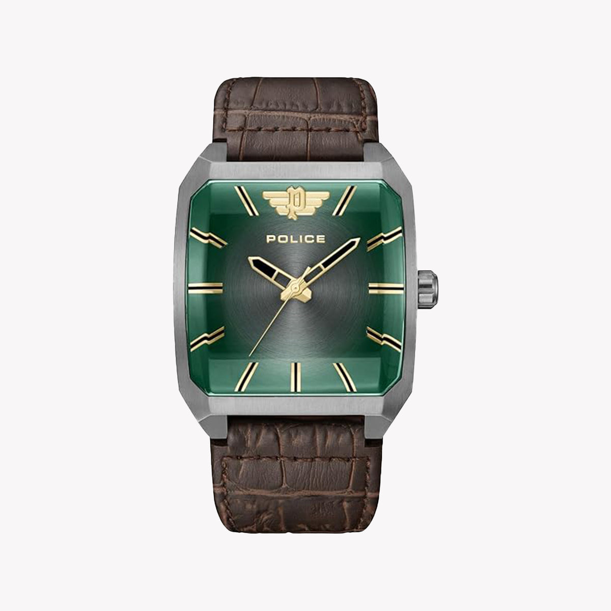 Police Men's Grey Stainless Steel Watch, Green Dial | Pewja0006003