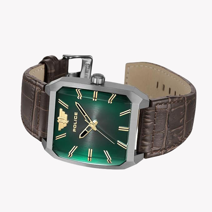 Police Men's Grey Stainless Steel Watch, Green Dial | Pewja0006003