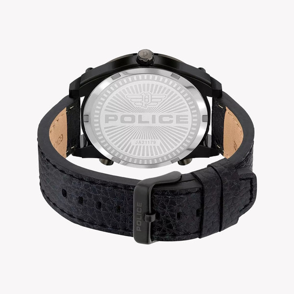 Police Men's Black Stainless Steel & Leather Watch | Pewja2117942