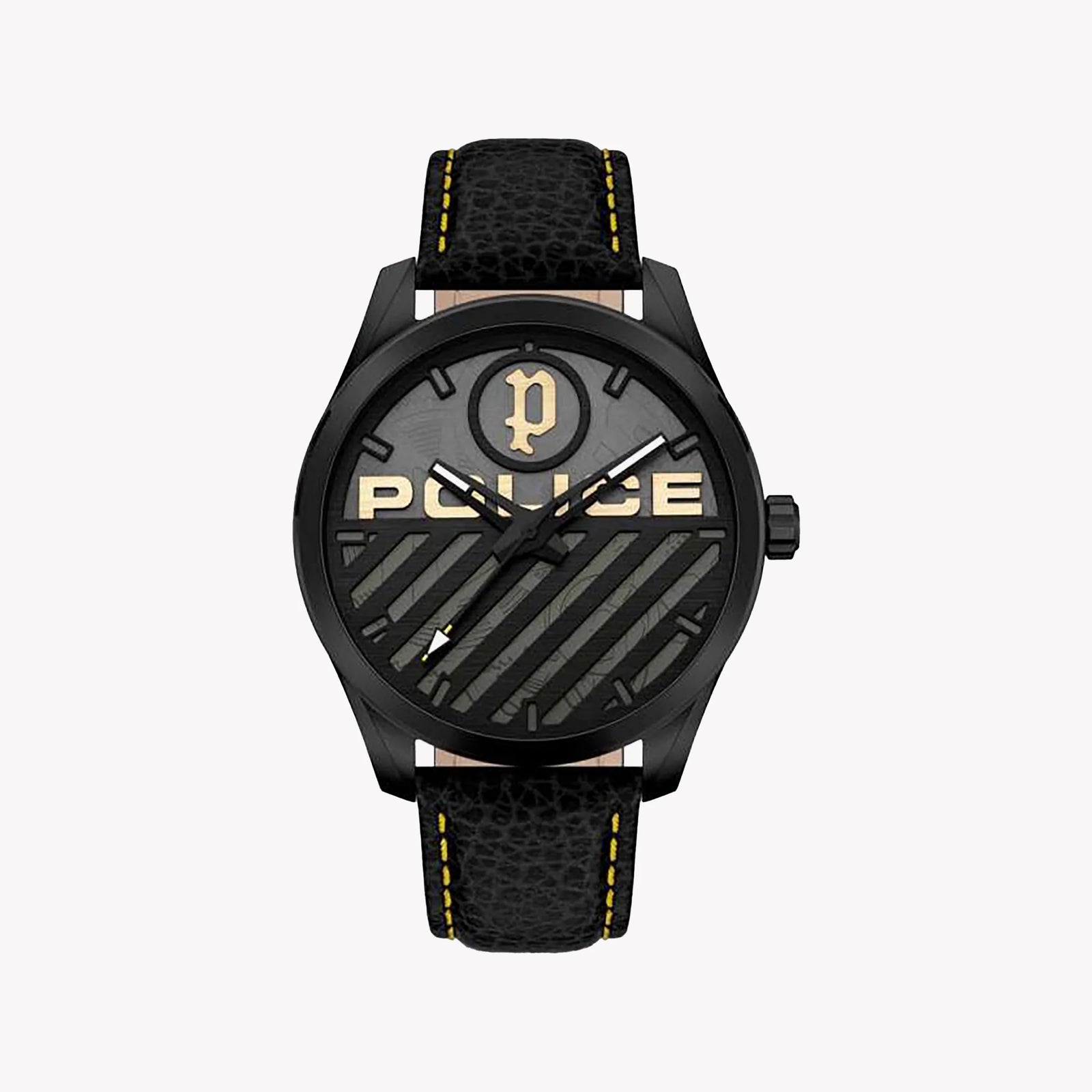 Police Men's Black Leather Watch, Stainless Steel | Pewja2121403 by i-watch