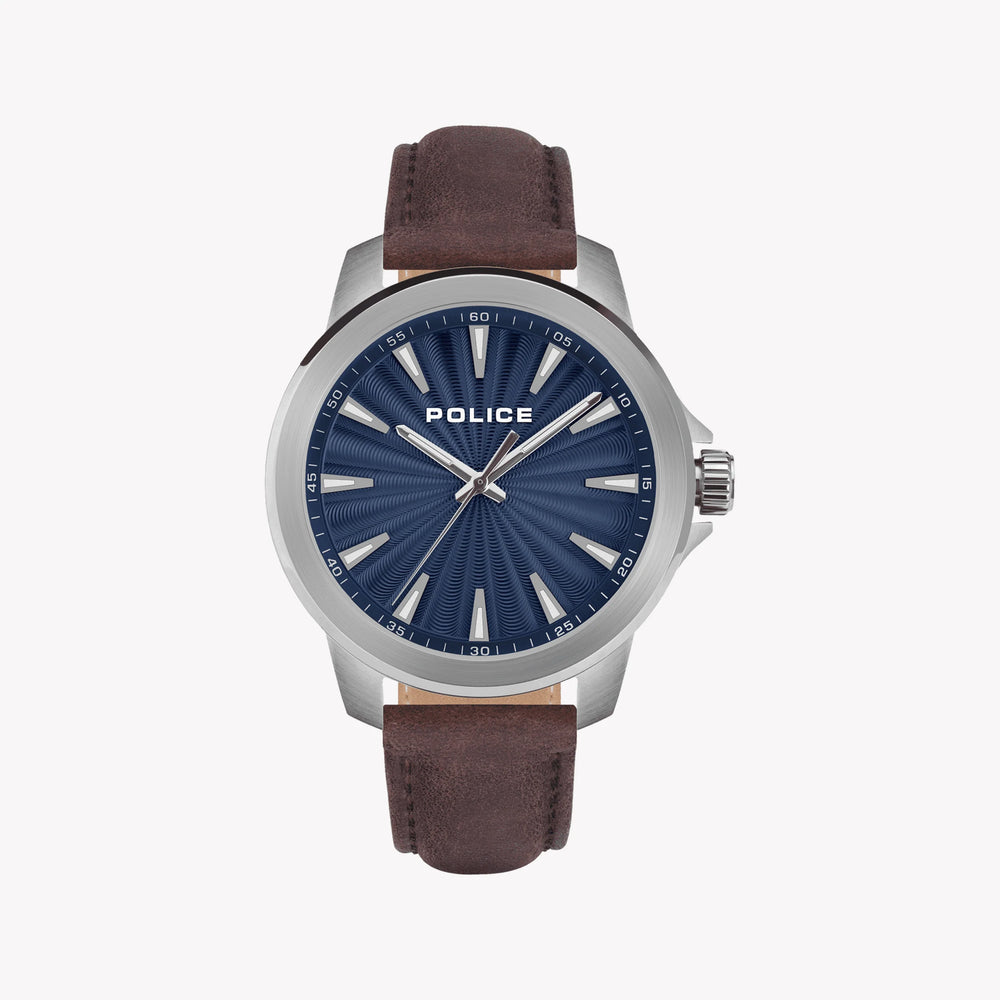 Police Men's Brown Leather, Dark Blue Dial | Model Pewja2207803 by i-watch