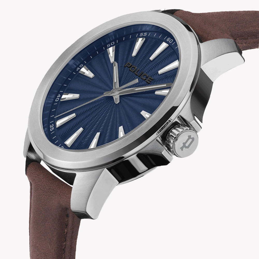 Police Men's Brown Leather, Dark Blue Dial | Model Pewja2207803 by i-watch