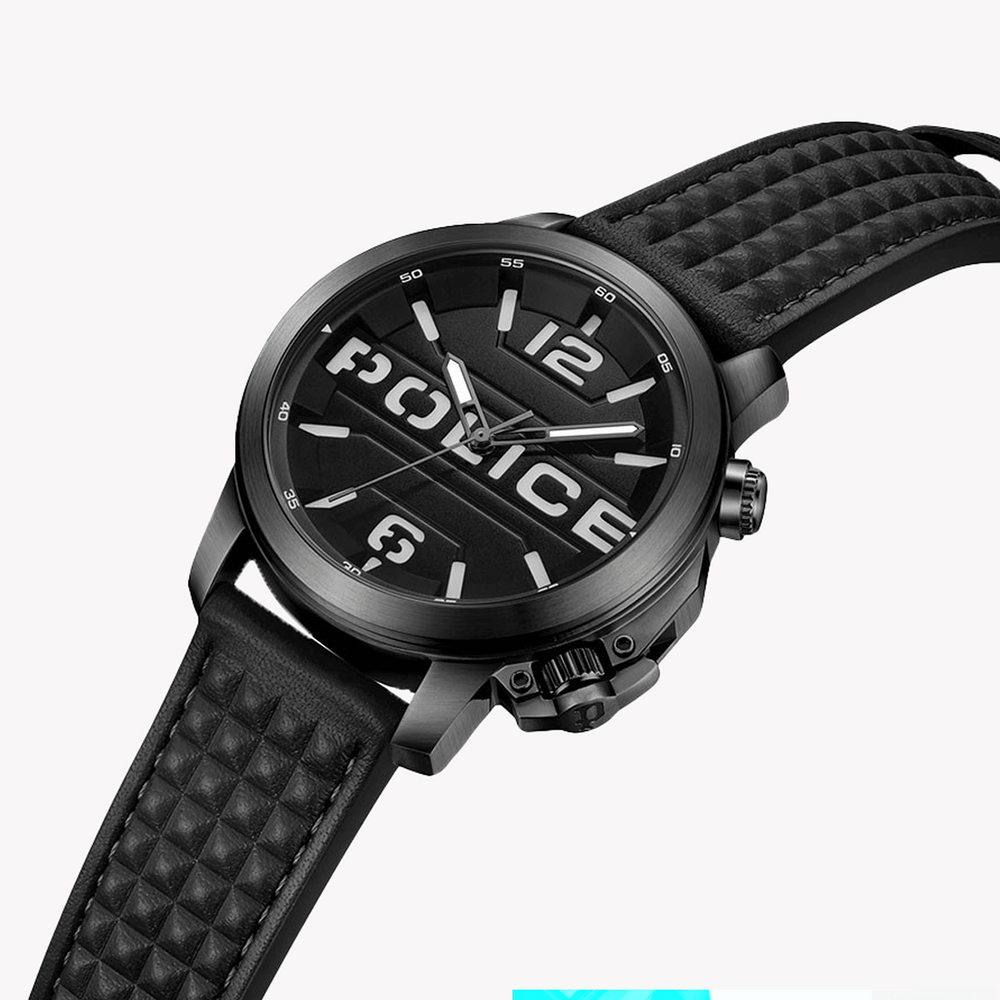Police Men's Black Leather & Stainless Steel Watch | Pewjd0021701 by i-watch