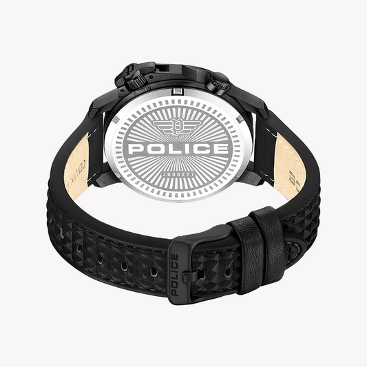 Police Men's Black Leather & Stainless Steel Watch | Pewjd0021701