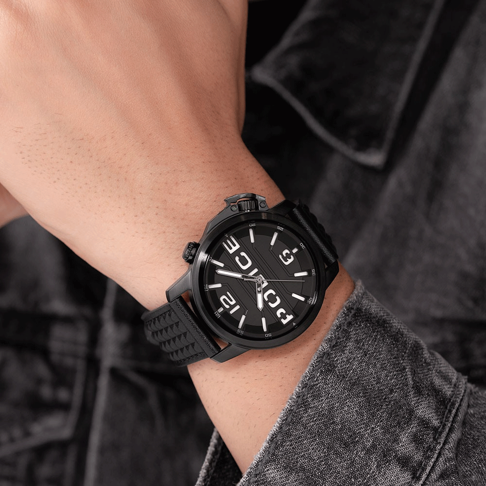 Police Men's Black Leather & Stainless Steel Watch | Pewjd0021701