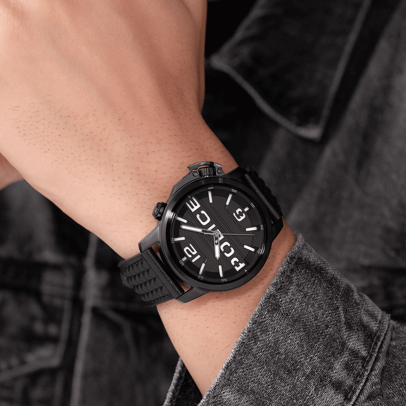 Police Men's Black Leather & Stainless Steel Watch | Pewjd0021701 by i-watch