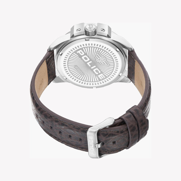 Police Men's Underlined Grey Dial / Brown Leather Strap