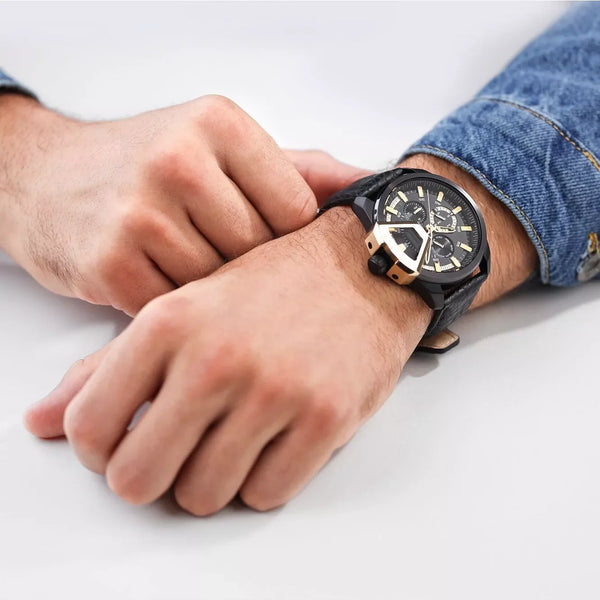 Police Men's Black & Gold Leather Watch | Pewjf0005704 by i-watch