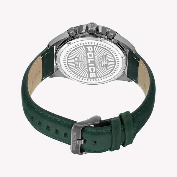 POLICE MALAWI Men's Chronograph Green Dial Green Leather Strap