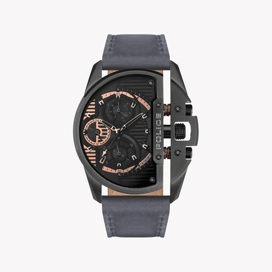 Police Men's Grey Stainless Steel & Leather Watch | Pewjf2203708
