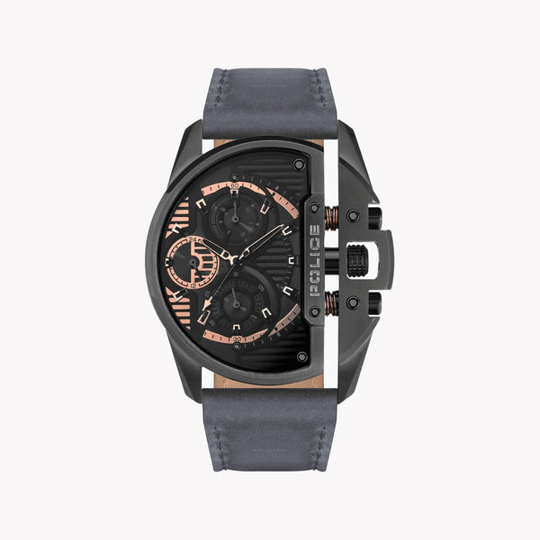 Police Men's Grey Stainless Steel & Leather Watch | Pewjf2203708 by i-watch