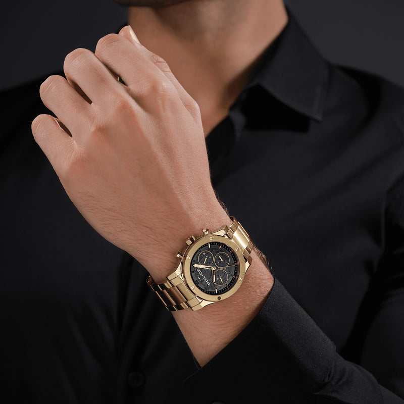 Police Knotty Gold Stainless Steel Analog Quartz Watch For Men PEWJK0006404M