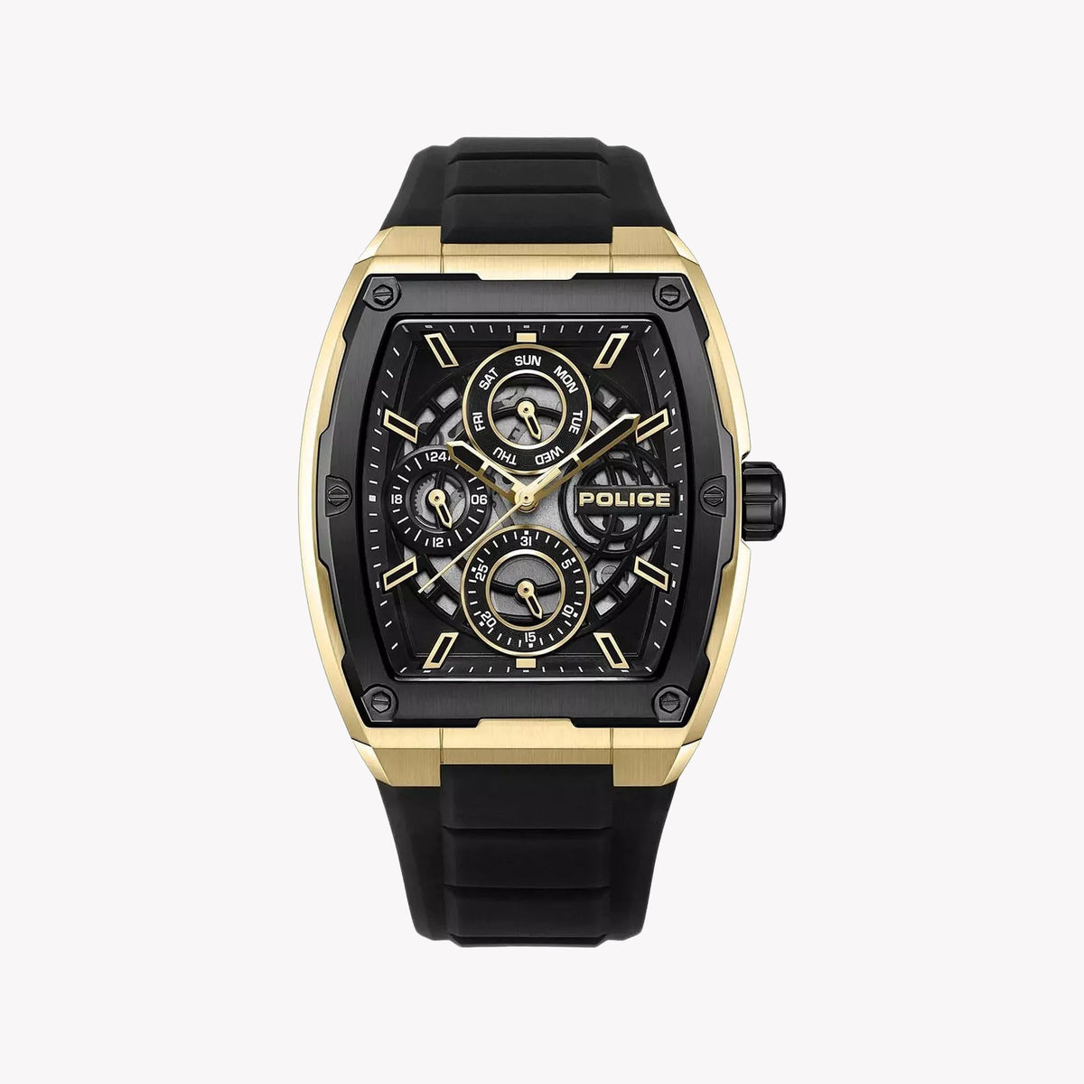 Police Men's Black Silicone & Gold Watch | Pewjq0004540