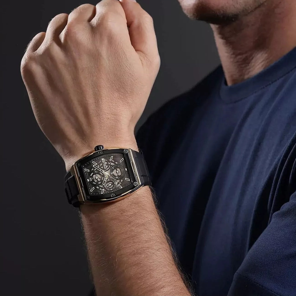 Police Men's Black Silicone & Gold Watch | Pewjq0004540