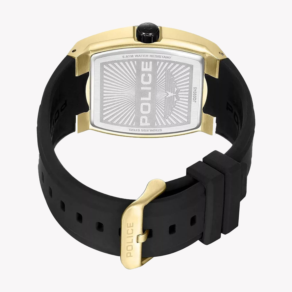 Police Men's Black Silicone & Gold Watch | Pewjq0004540