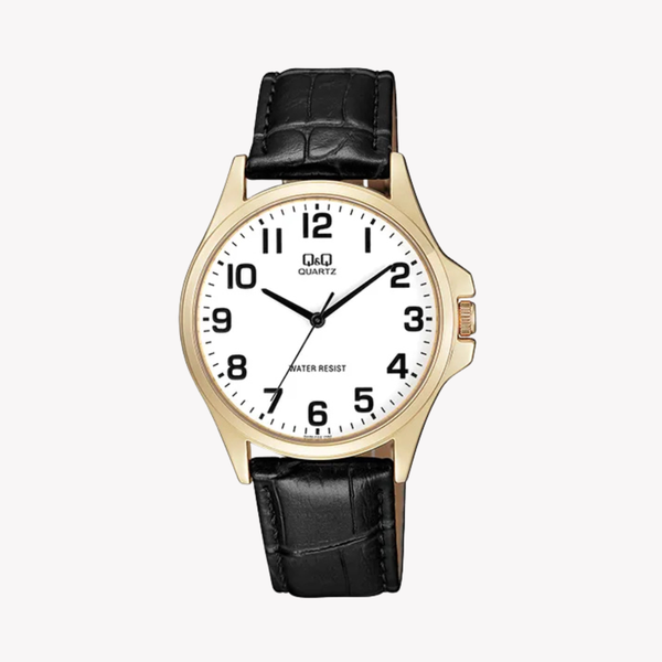 Q&Q Men's Gold Watch, White Dial | QA06J104Y
