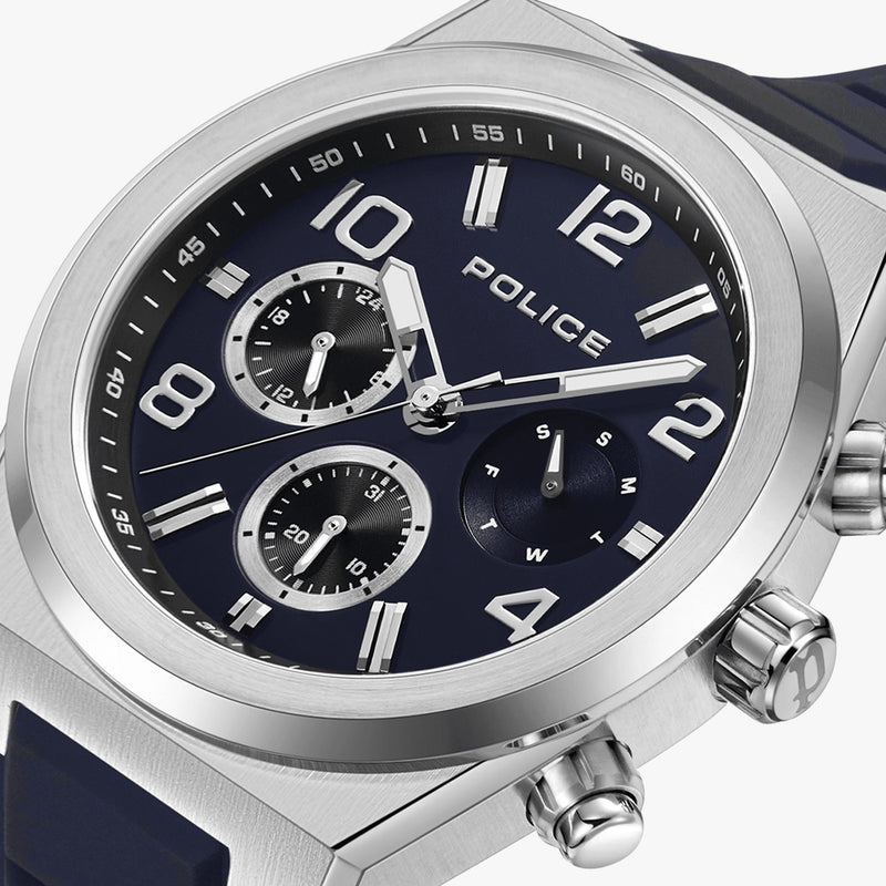Police Men's Silver Leather Watch, Black Dial | Pewjq2226701 by i-watch
