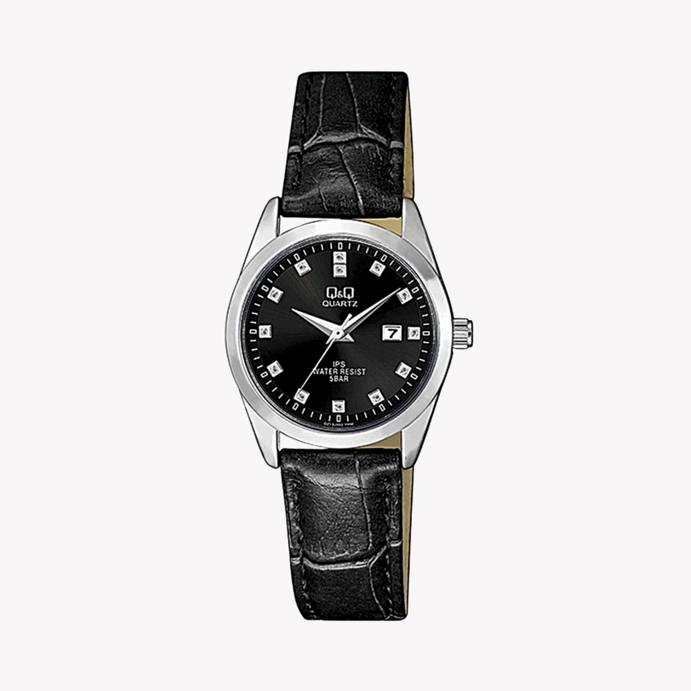 Q&Q Women's Silver Watch, Black Dial | QZ13J302Y