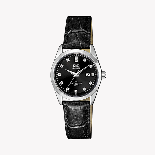 Q&Q Women's Silver Watch, Black Dial | QZ13J302Y