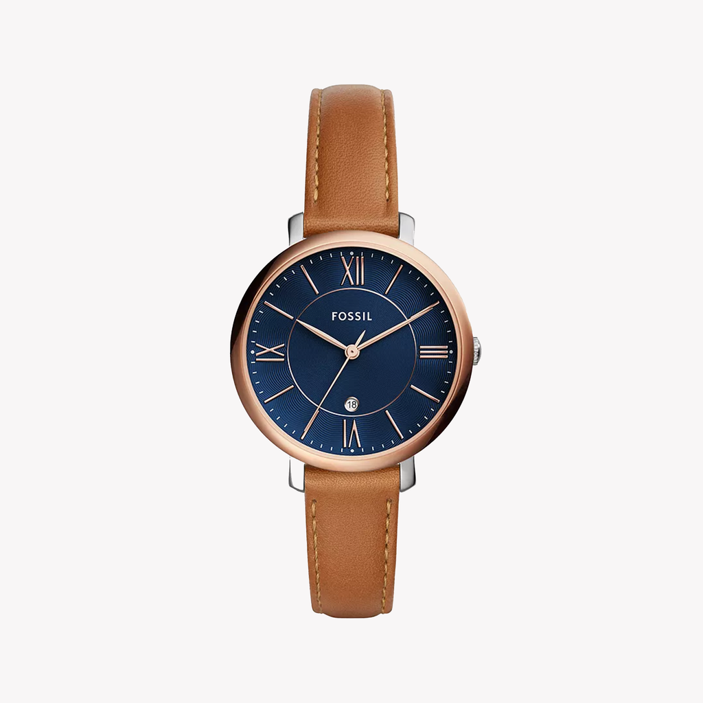 FOSSIL Women's Gold/Brown Leather & Blue Dial Watch | ES4274