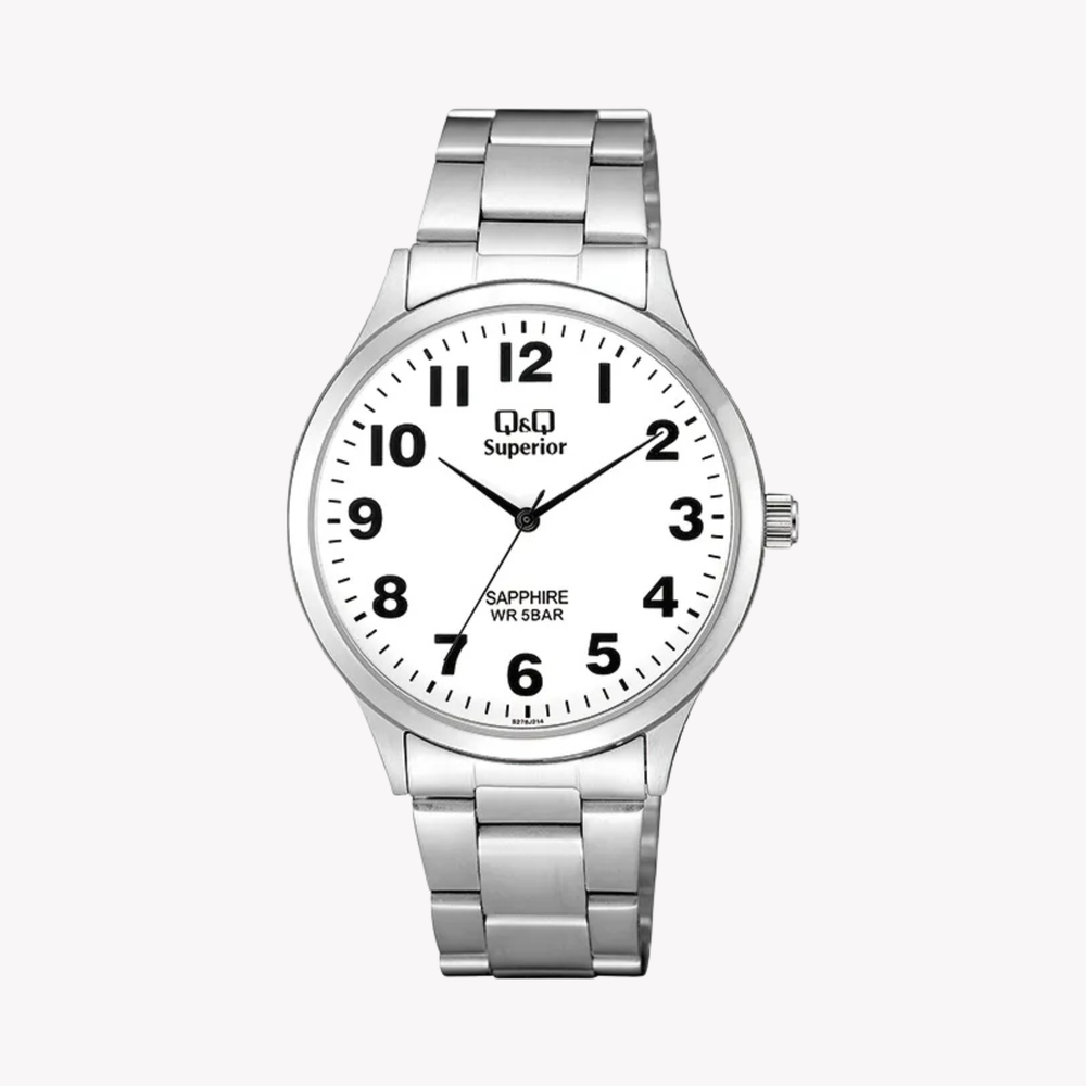 Q&Q Men's Silver Watch, White Dial | S278J214Y