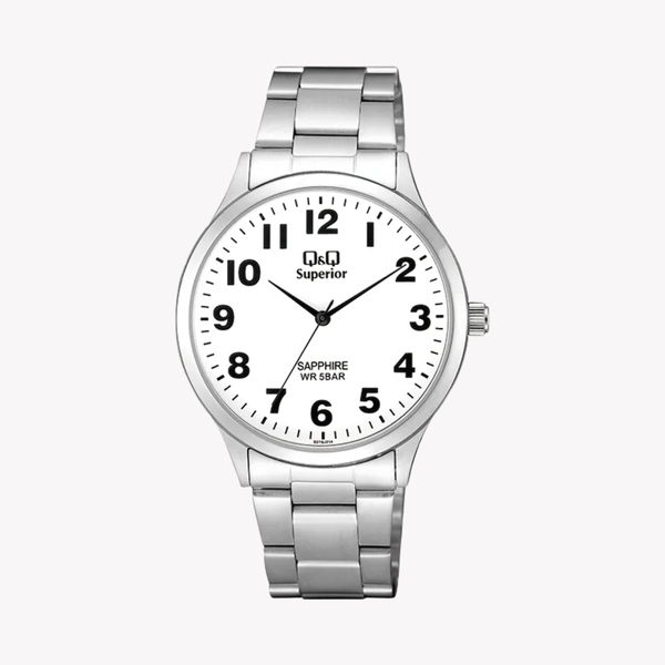 Q&Q Men's Silver Watch, White Dial | S278J214Y