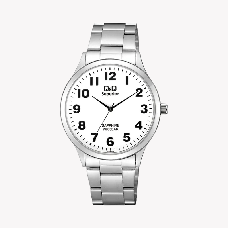 Q&Q Men's Silver Watch, White Dial | S278J214Y