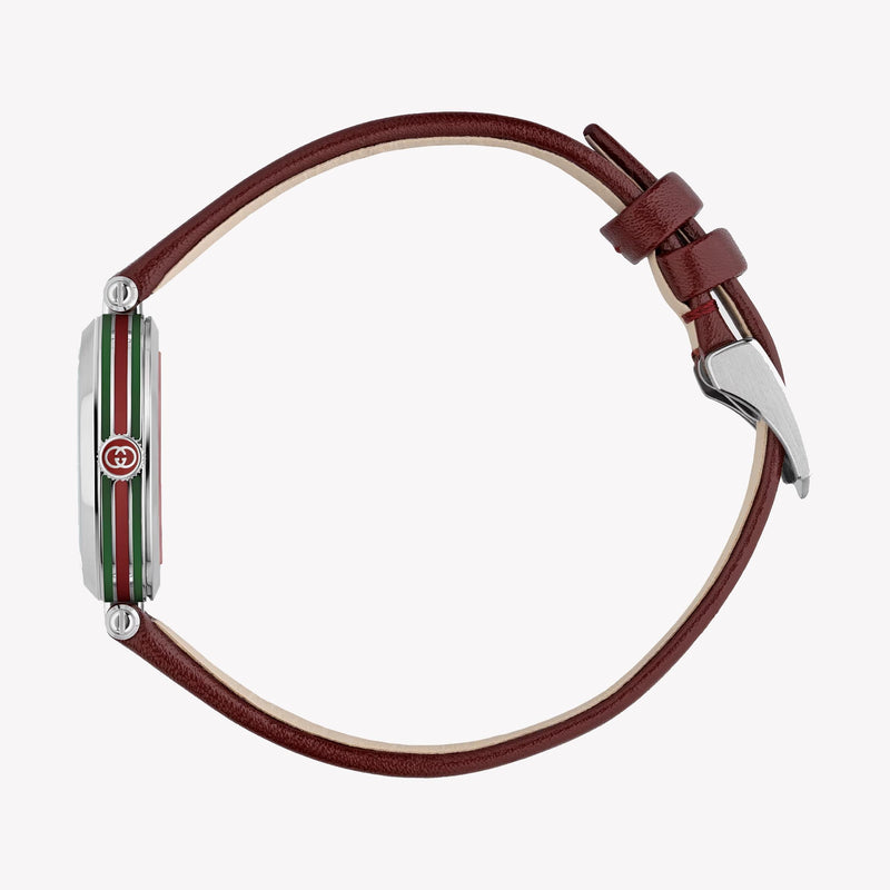 GUCCI YA167504 Women's Chic Silver Dial Burgundy Leather Watch-i-Watch-2