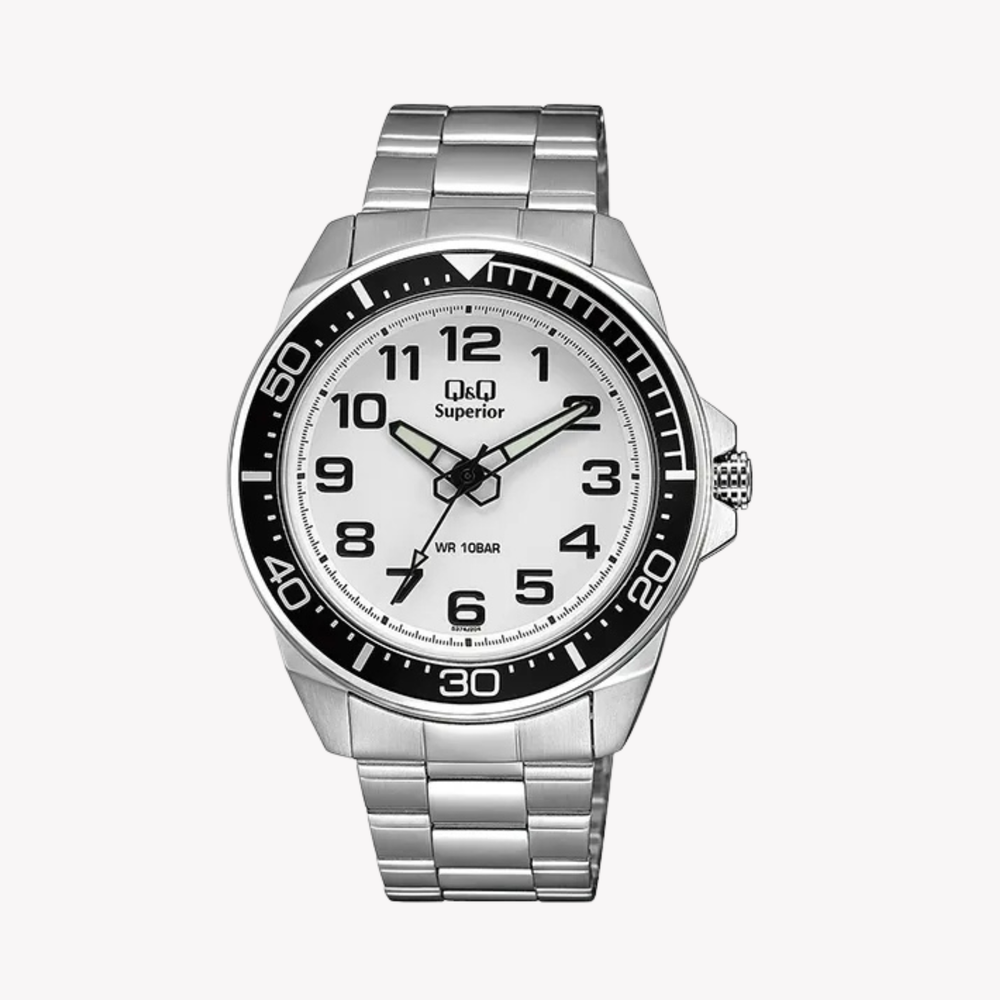 Q&Q Men's Silver Men's Watch, White Dial | S374J204Y