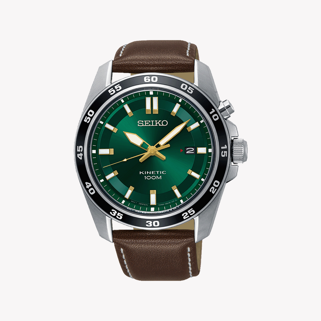 Seiko Men's Silver Watch, Green Dial | Ska791p1