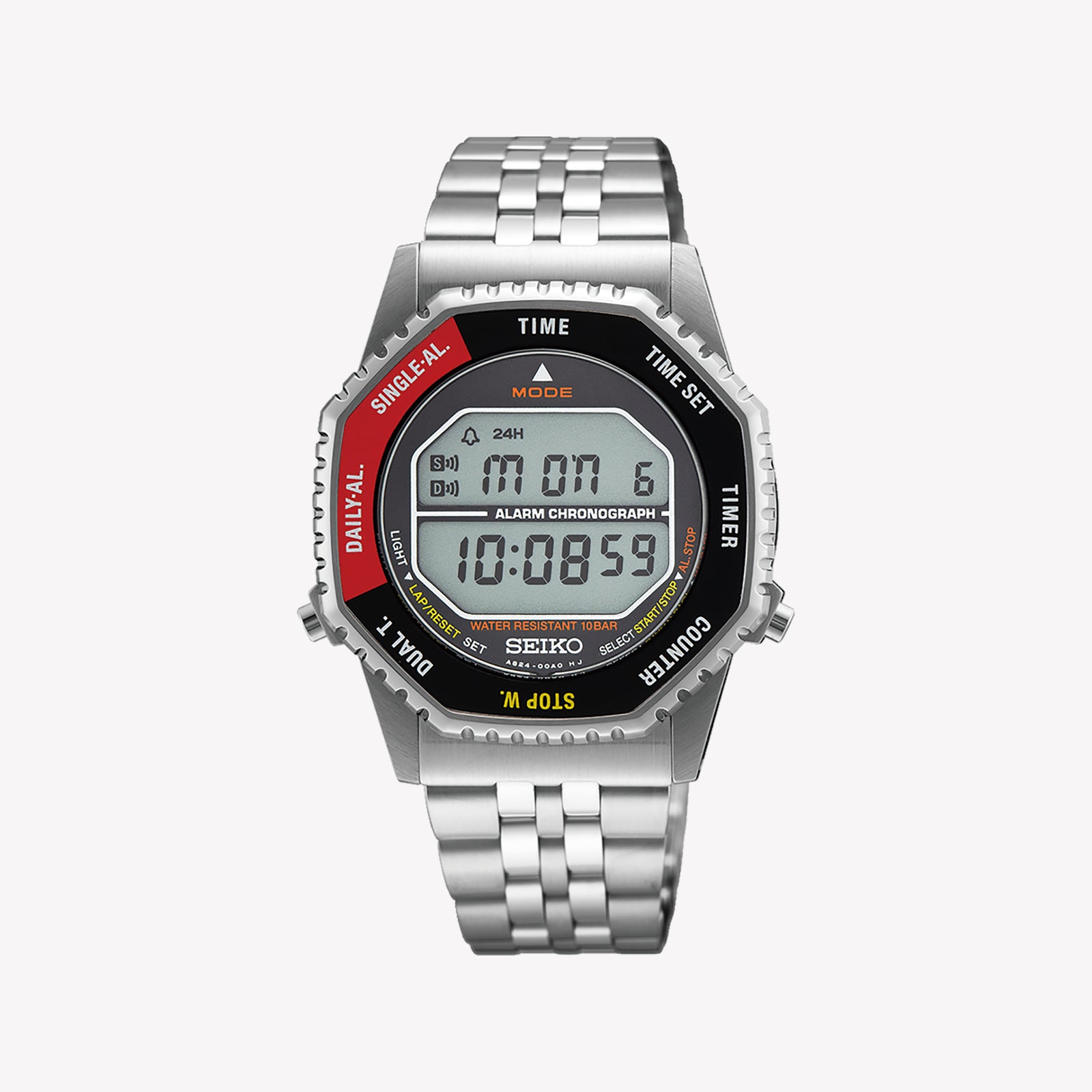 Seiko Rotocall SMGG19P1 Digital Quartz Watch in Red & Black