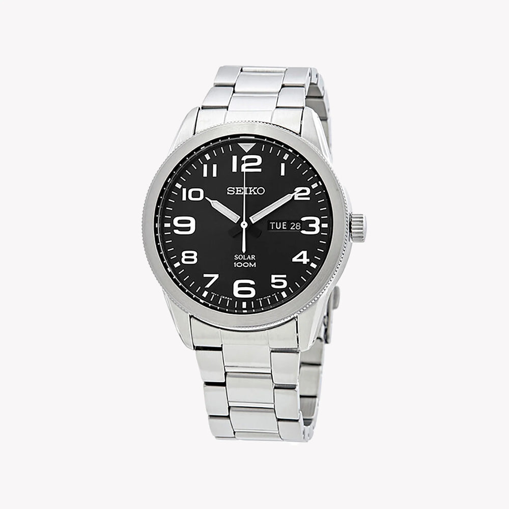 SEIKO Men's Stainless Steel Black Dial Watch | SNE471P1 by i-watch