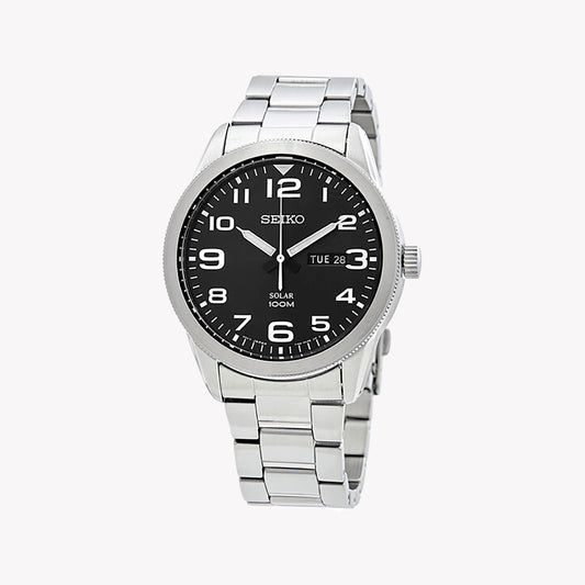 SEIKO Men's Stainless Steel Black Dial Watch | SNE471P1
