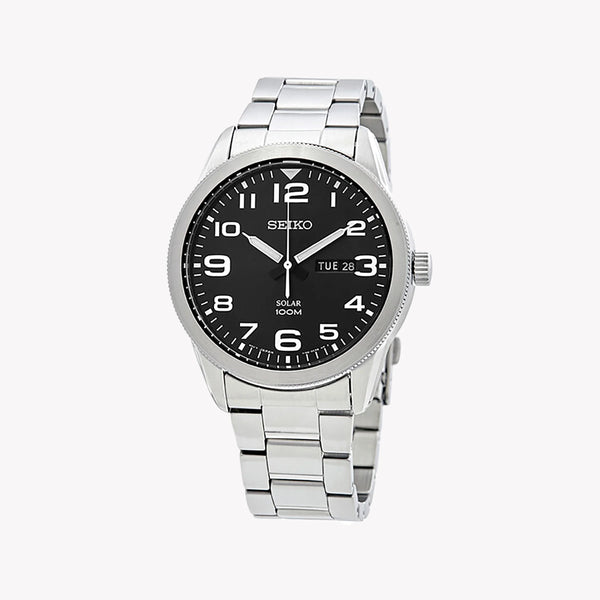 SEIKO Men's Stainless Steel Black Dial Watch | SNE471P1 by i-watch