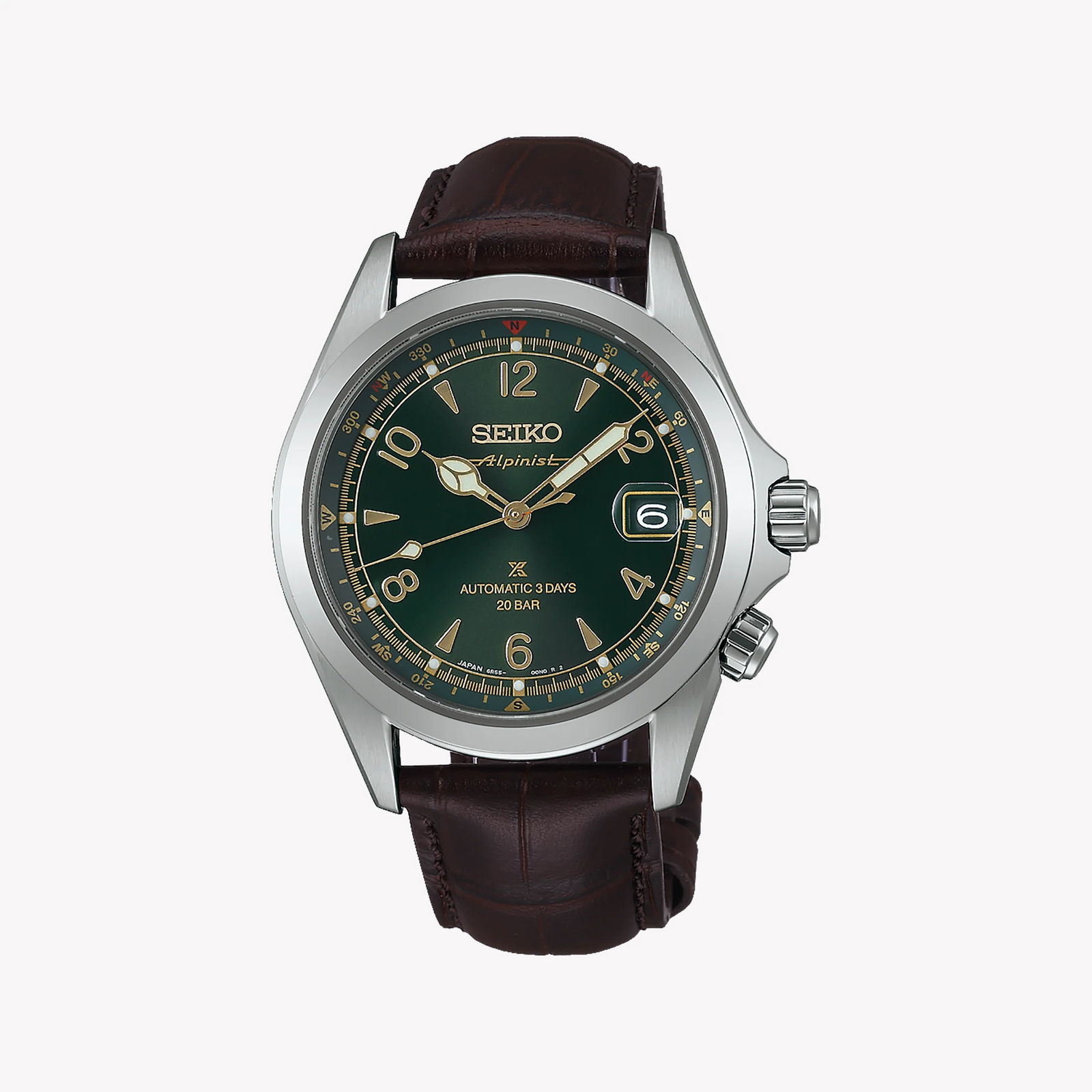 SEIKO Men's Green Leather Watch, Stainless Steel | SPB507J1 by i-watch